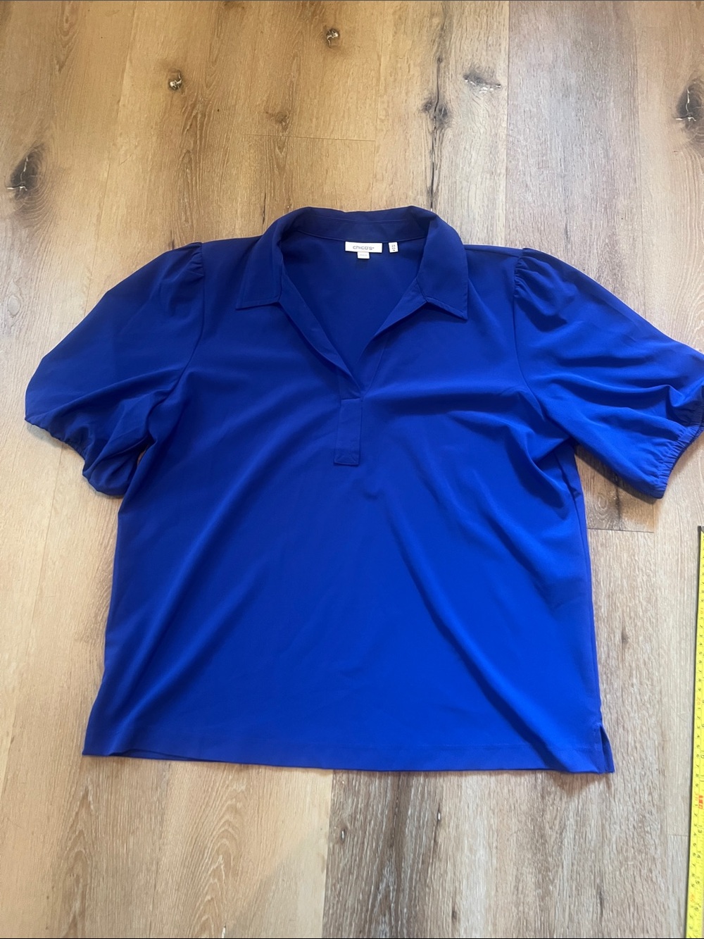 Chico’s Women's Collared Short-Sleeve Top - Royal Blue Size 2.5 (14)